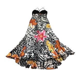 Mary L Couture Floral Silk Slip Dress Flowy Maxi Style Good Condition Size 2